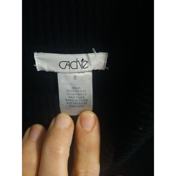 Cache Turtleneck Leopard Animal Print Top Sm Black Preppy Office Comfy Classic - Picture 7 of 9